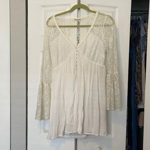 White bell sleeve dress